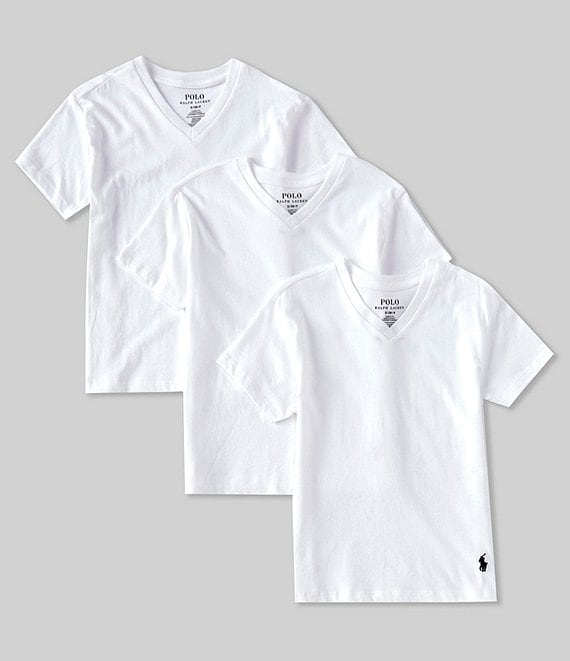 Polo Ralph Lauren Big Boys 8-20 Short-Sleeve Classic V-Neck T-Shirts 3-Pack  | Dillard's