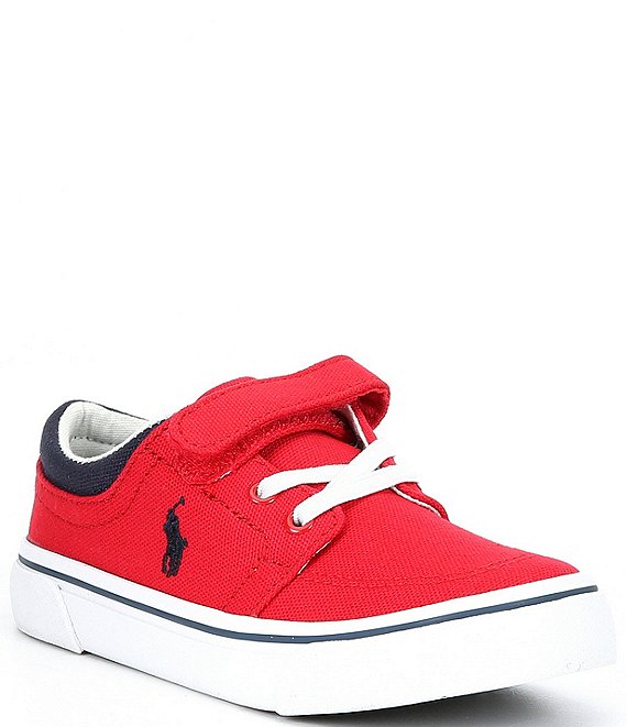 Color:Red/Navy - Image 1 - Boys' Faxon X Logo Detail Canvas Sneakers (Toddler)