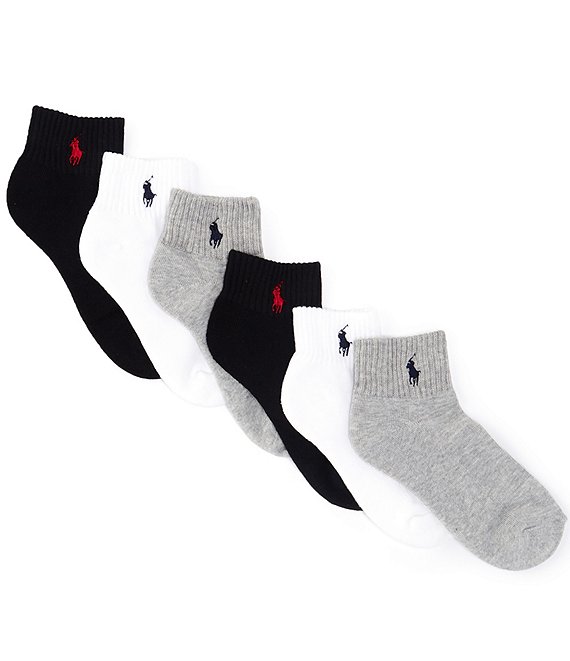 Color:Assorted - Image 1 - Boys Quarter-Length-Sock 6-Pack