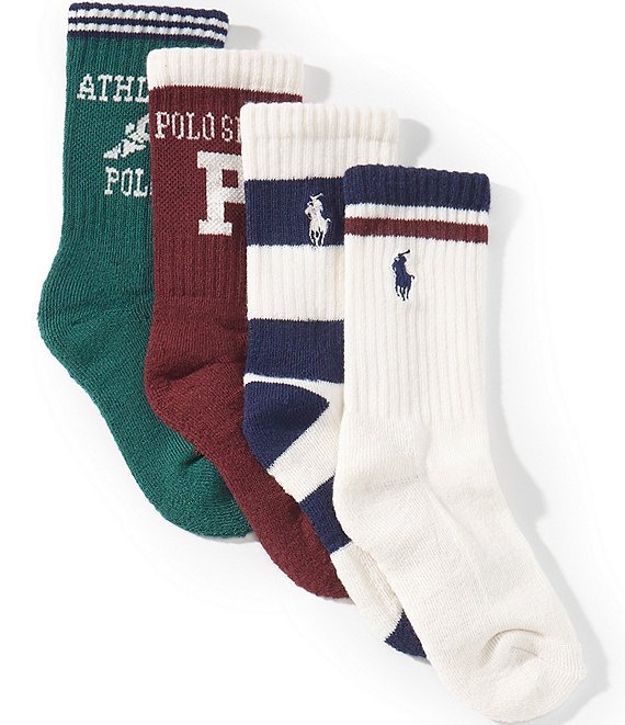 Polo Ralph Lauren Boys Varsity Active Crew Socks 4-Pack