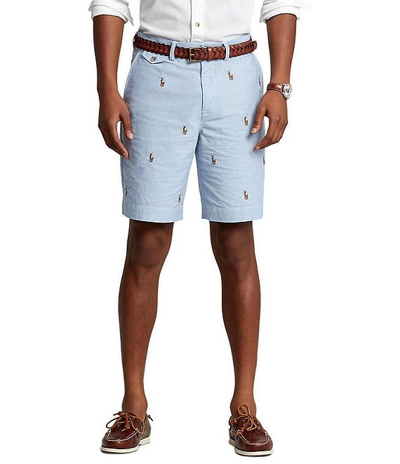 Color:Blue - Image 1 - Classic-Fit Allover Print 9.25#double; Inseam Chino Shorts