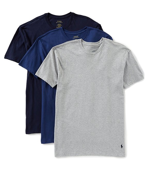 Color:Andover Heather/Bali Blue/Cruise Navy - Image 1 - Classic Fit Assorted Crew Neck Tee 3-Pack