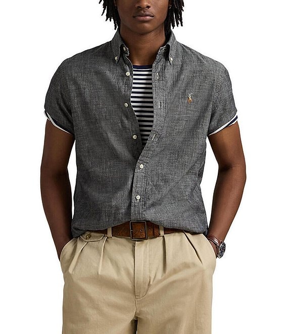 ♡ 0206 Polo Ralph Lauren Classic-Fit Chambray Short-Sleeve Woven