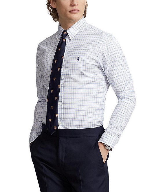 Polo Ralph Lauren Classic Fit Checked Stretch Oxford Long Sleeve Woven ...