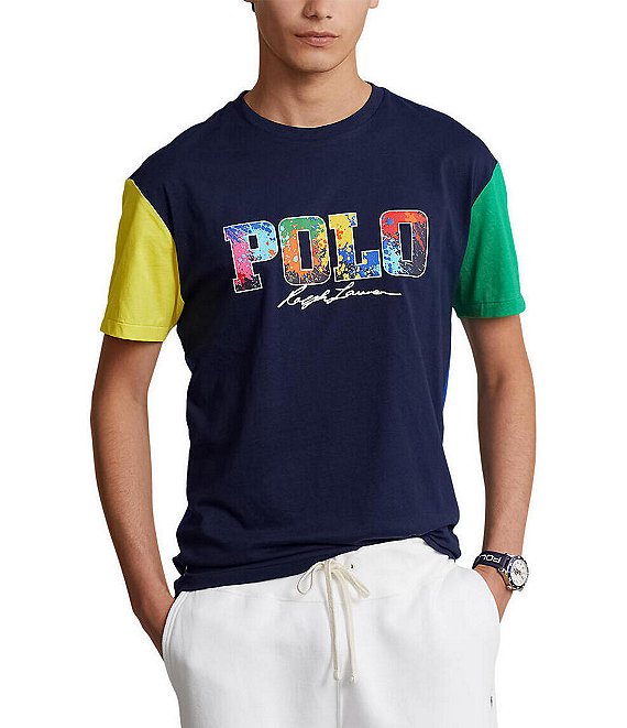 Polo Ralph Lauren Classic-Fit Color Block Logo Print Short-Sleeve Tee