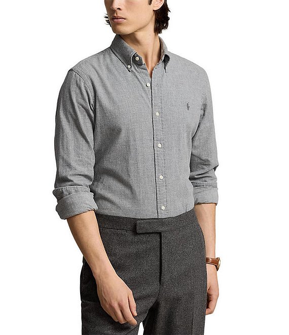 Polo Ralph Lauren Classic Fit selling Heather Gray Long Sleeve Polo Shirt