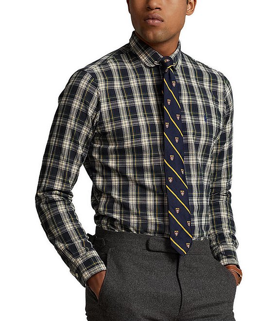 Signature Cotton Knit Long-Sleeve Button-Down Collar Button-Cuff Polo Shirt