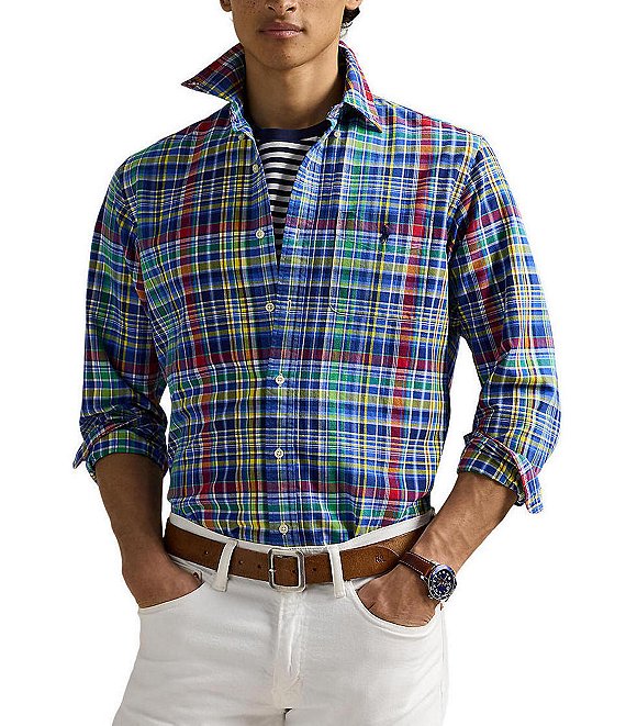 全日本送料無料 Polo Long Oxford Plaid Color Multi Fit Classic Lauren Ralph トップス