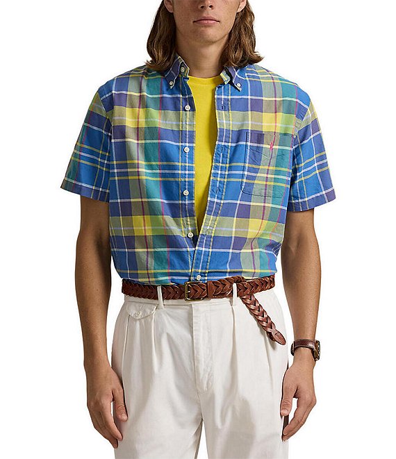 Polo Ralph Lauren Classic Fit Multi Color Plaid Oxford Short Sleeve Woven Shirt Dillard s