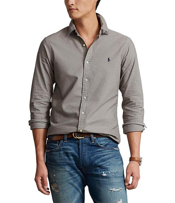 Polo Ralph Lauren Classic Fit Garment Dyed Oxford Shirt, Grey, 2XL, Cotton