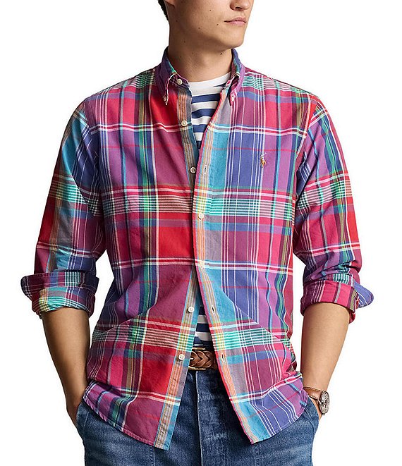 Polo Ralph Lauren Classic Fit Plaid Oxford Long Sleeve Woven Shirt ...