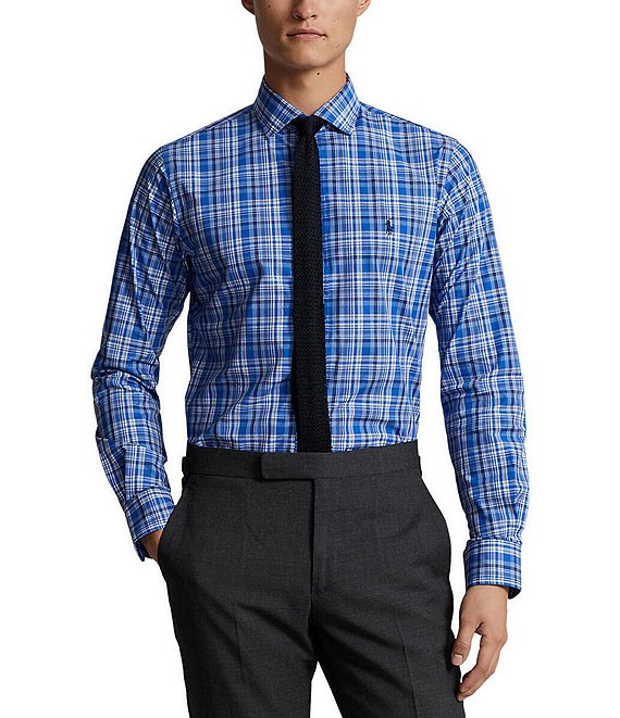 Black Plaid Slim Dress Shirt