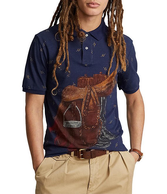 Polo Ralph Lauren Classic-Fit Printed Mesh Short-Sleeve Polo Shirt