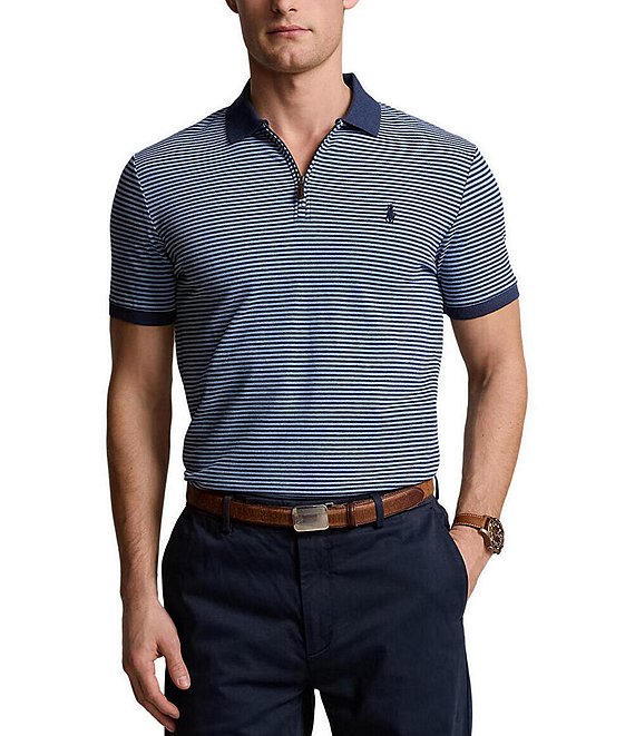 Polo Ralph Lauren Classic Fit Striped Quarter-Zip Stretch Mesh Short ...