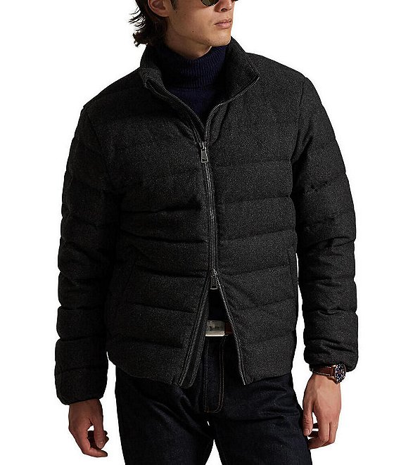 Polo Ralph Lauren Colden Herringbone Long Sleeve Wool Blend Down Jacket, Barclay Heather - Image 1