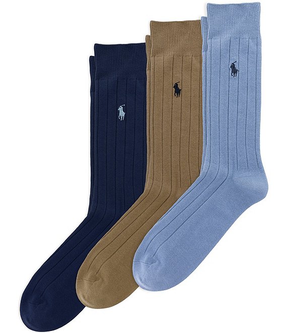 Polo Ralph Lauren Combed Assorted Color Cotton Dress Socks 3-Pack