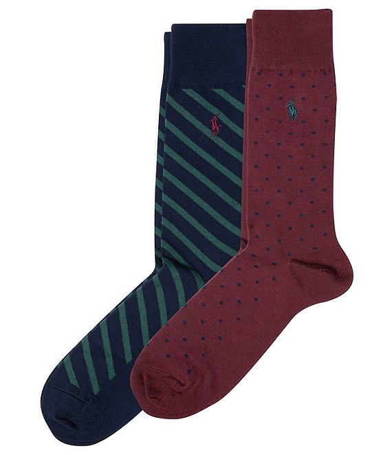 Polo Ralph Lauren Dot Crew Dress Socks 2 Pack