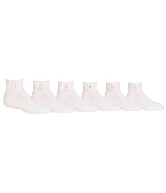 Ralph Lauren Polo Toddler Girls Low-Cut Socks 6 Pack - White