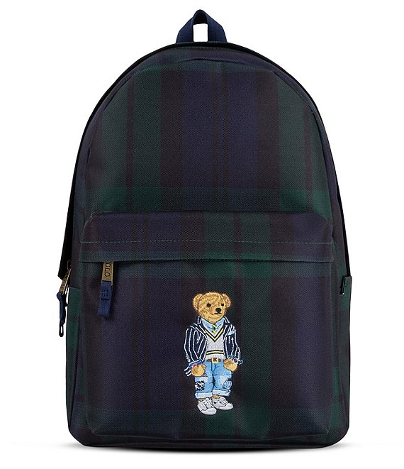 Color:Blackwatch Tartan - Image 1 - Kids Tartan Plaid Polo Bear Backpack