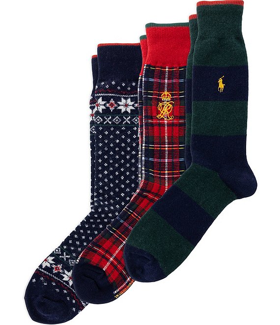 Polo Ralph Lauren Lamb Wool Novelty Socks 3-Pack Gift Box