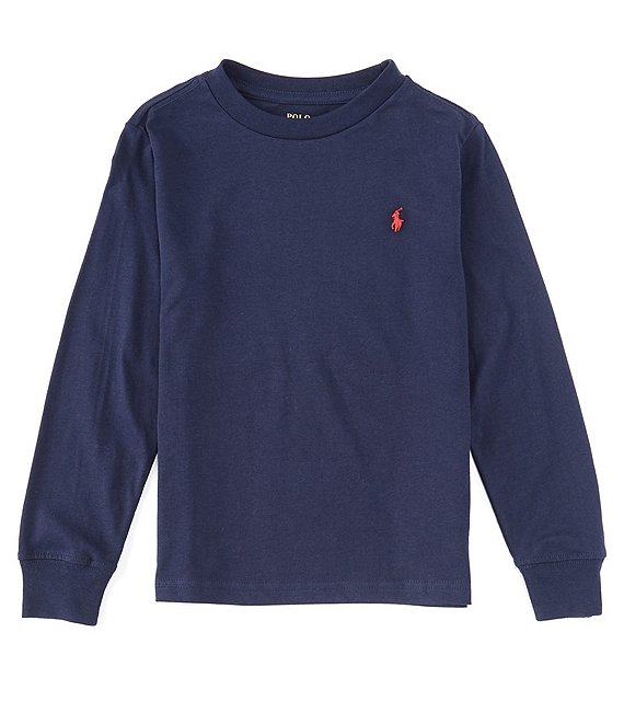 Color:Cruise Navy - Image 1 - Little Boys 2T-7 Jersey Crew Neck Long Sleeve T-Shirt