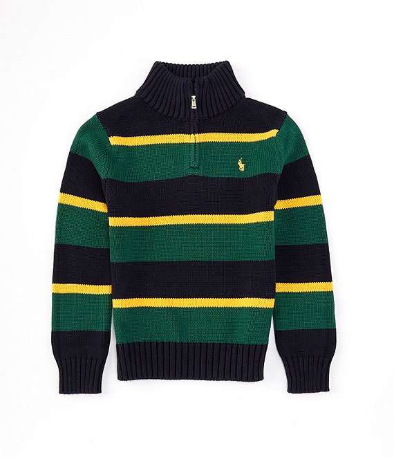 Polo Ralph Lauren Little Boys 2T 7 Long Sleeve Striped Quarter Zip Sweater Dillard s