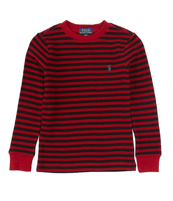 Polo Ralph Lauren Little Boys 2T-7 Long Sleeve Striped Waffle Knit T-Shirt