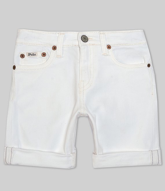 Color:Dell White - Image 1 - Little Boys 2T-7 Sullivan Slim Stretch Denim Shorts