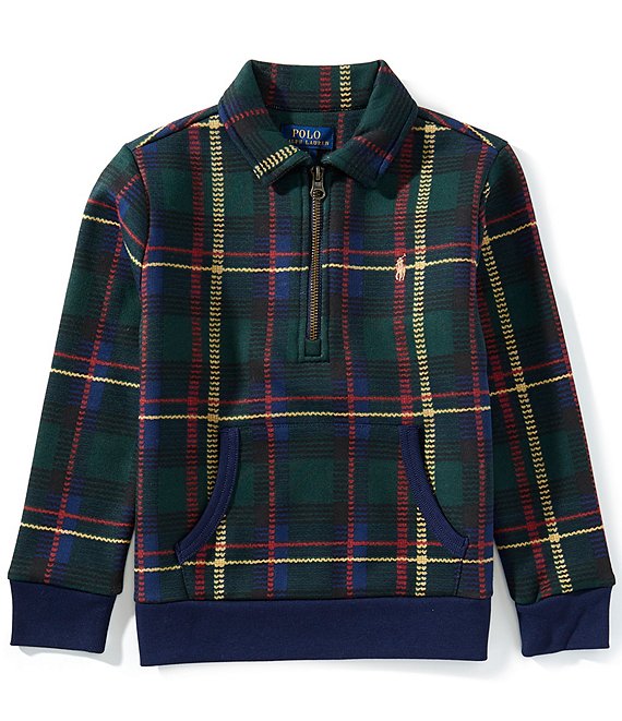 Polo Ralph Lauren Little Boys Long-Sleeve Collared Plaid Fleece Sweatshirt