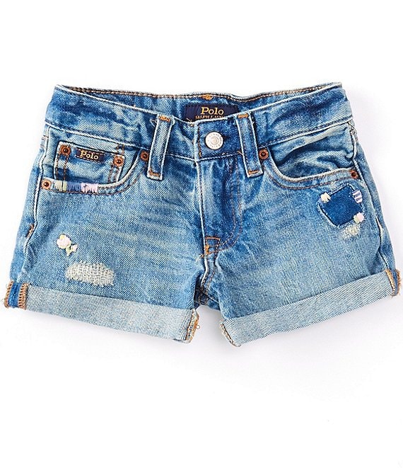 Polo Ralph Lauren Little Girls 2T-6X Distressed Rolled Hem Denim Shorts ...