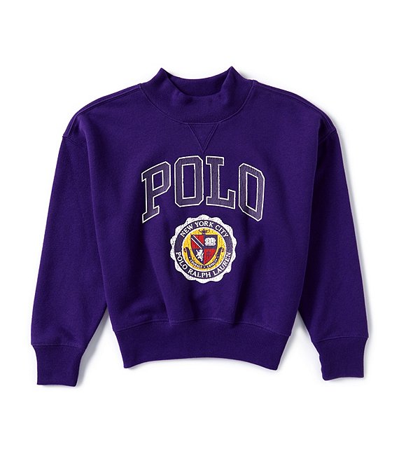 Polo Ralph Lauren Little Girls 2T 6X Long Sleeve Logo Crest Fleece Sweatshirt Dillard s