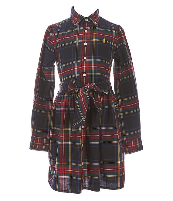 Polo Ralph Lauren Little Girls 2T-6X Long-Sleeve Plaid Twill Shirtdress