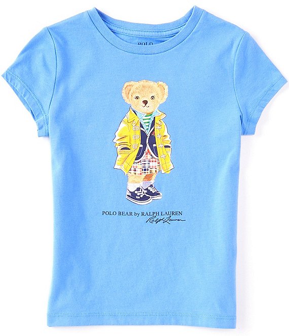 Color:Harbor Island Blue - Image 1 - Little Girls 2T-6X Short-Sleeve Polo Bear Tee