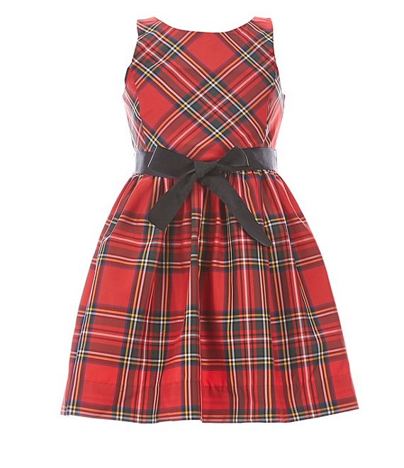 Color:Red/Black Multi - Image 1 - Little Girls 2T-6X Sleeveless Plaid Fit-and-Flare Dress