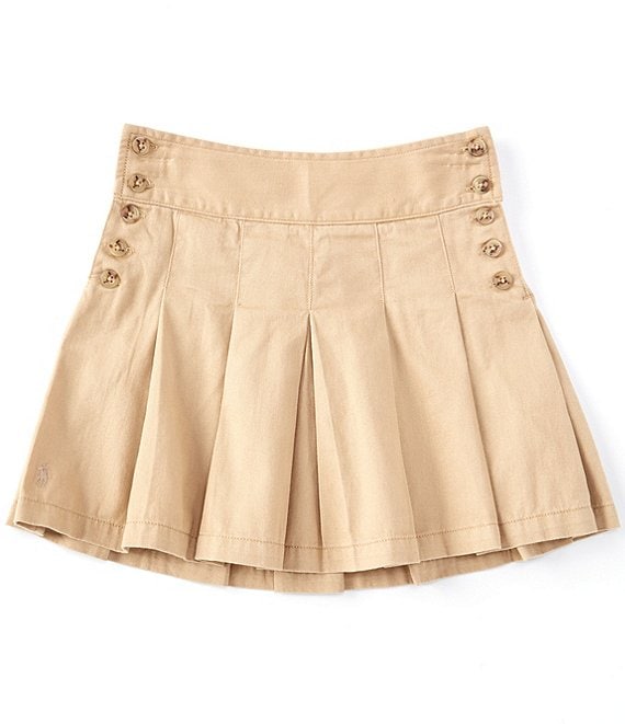 Polo Ralph Lauren Little Girls 5-6X Pleated Cotton Twill A-Line Button Skirt