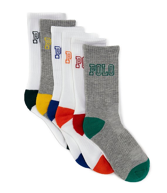 Polo Ralph Lauren Little/Big Boys 4-11 Bright Crew Sock 6-Pack | Dillard's
