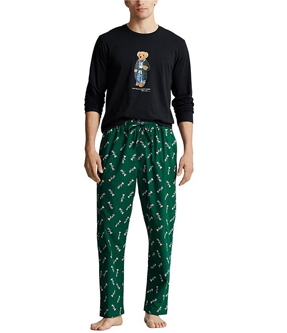 Polo Ralph Lauren Long Sleeve Bear Sleep Tee & Pant 2-Piece Pajama Set