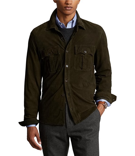 Polo Ralph Lauren Long Sleeve Suede Utility Jacket | Dillard's