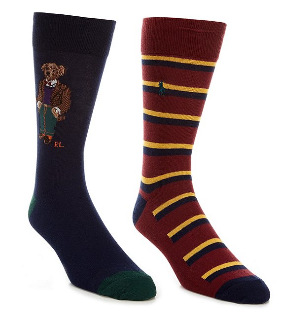 Polo Ralph Lauren Madison Tweed Bear Mid-Calf Socks 2-Pack | Dillard's