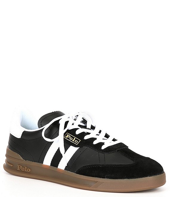 Polo Ralph Lauren Men's Heritage Aera Retro Leather and Suede Sneakers ...