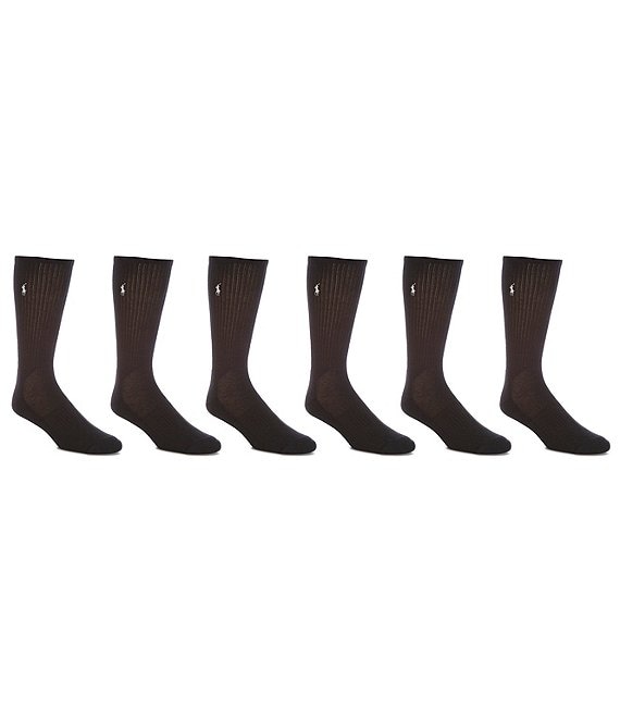 Color:Black - Image 1 - Performance Cotton Crew Socks 6-Pack