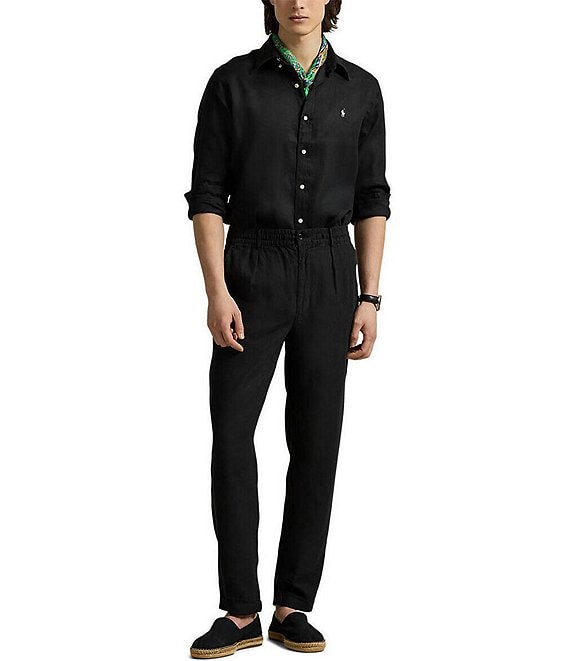 Polo Ralph Lauren Piece Dye Solid Linen Long Sleeve Woven Shirt