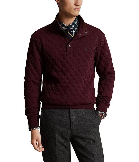 Color:Aged Wine Heather - Image 1 - Quilted Double-Knit Pullover