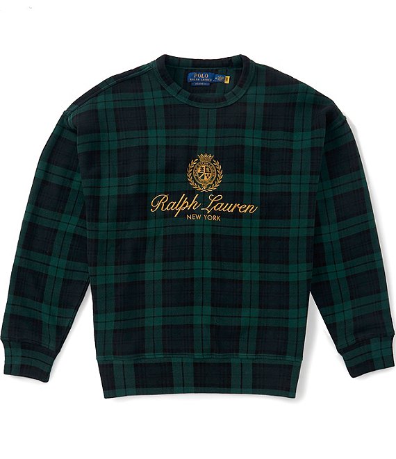 Polo Ralph Lauren Relaxed Fit Plaid Crest-Embroidered Sweatshirt