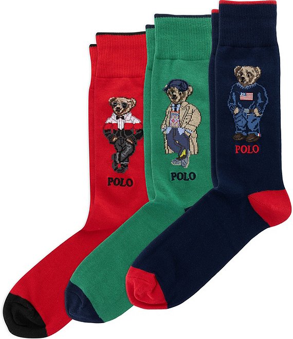 Polo Ralph Lauren Seasonal Bear Socks 3-Pack Gift Box