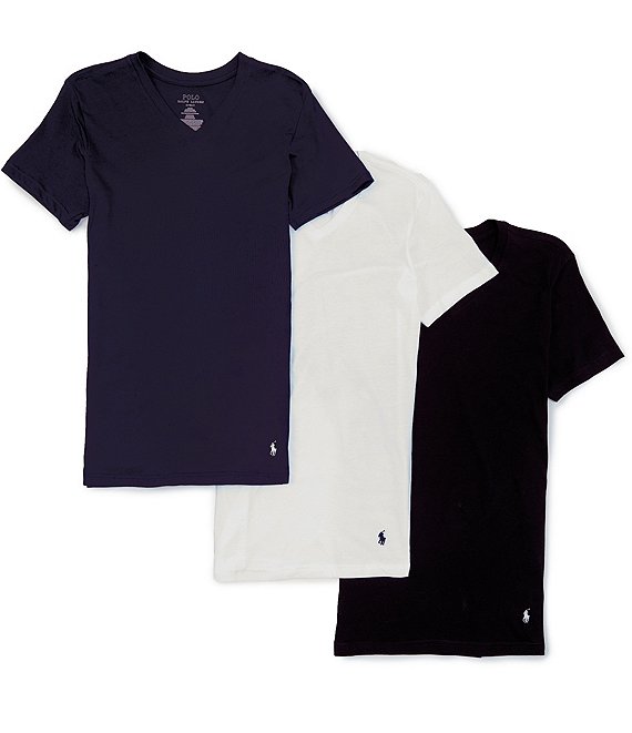 Polo Ralph Lauren Men's White Slim Fit Crew-Neck Moisture Wicking T-Shirt 3  Pack