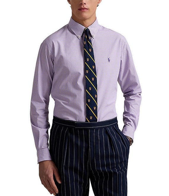 Polo Ralph Lauren Slim Fit Gingham Stretch Poplin Long Polo Ralph Lauren Slim Fit Gingham Stretch Poplin Long