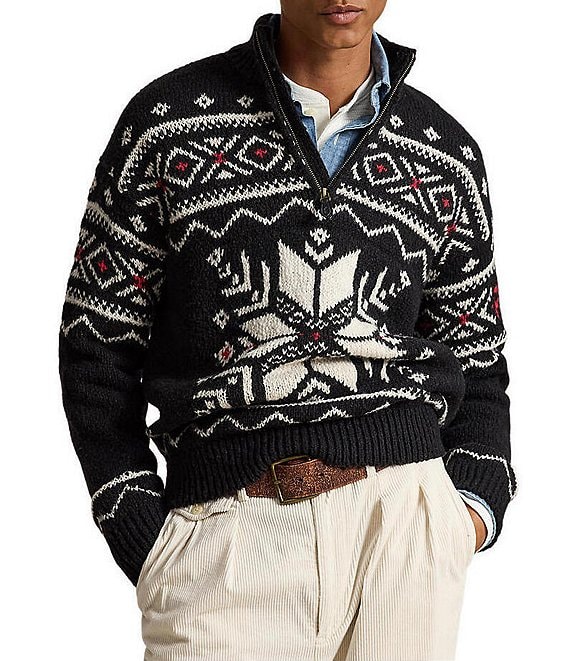 Polo Ralph Lauren Snowflake Quarter Zip Wool Sweater