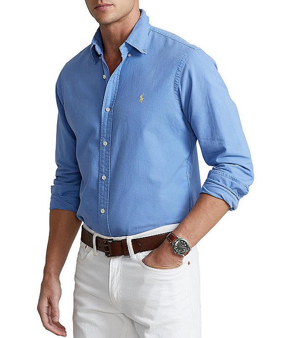 Asian mark Accessible Polo Ralph Lauren Solid Garment-Dye Oxford Long-Sleeve Classic-Fit Woven  Shirt | Dillard's