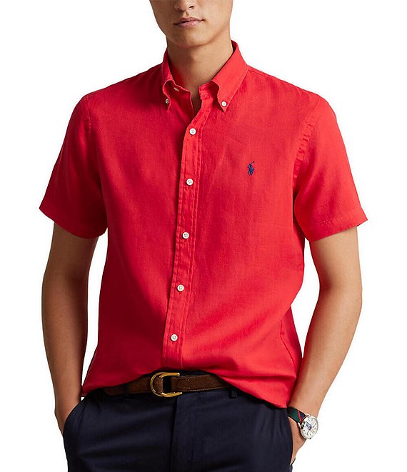 Polo Ralph Lauren Solid Linen Short-Sleeve Woven Shirt | Dillard's